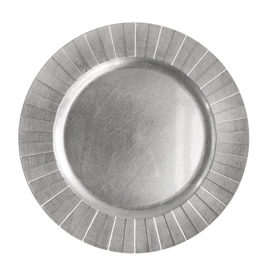 Silver Linear Charger Plate Set, 12 Pieces