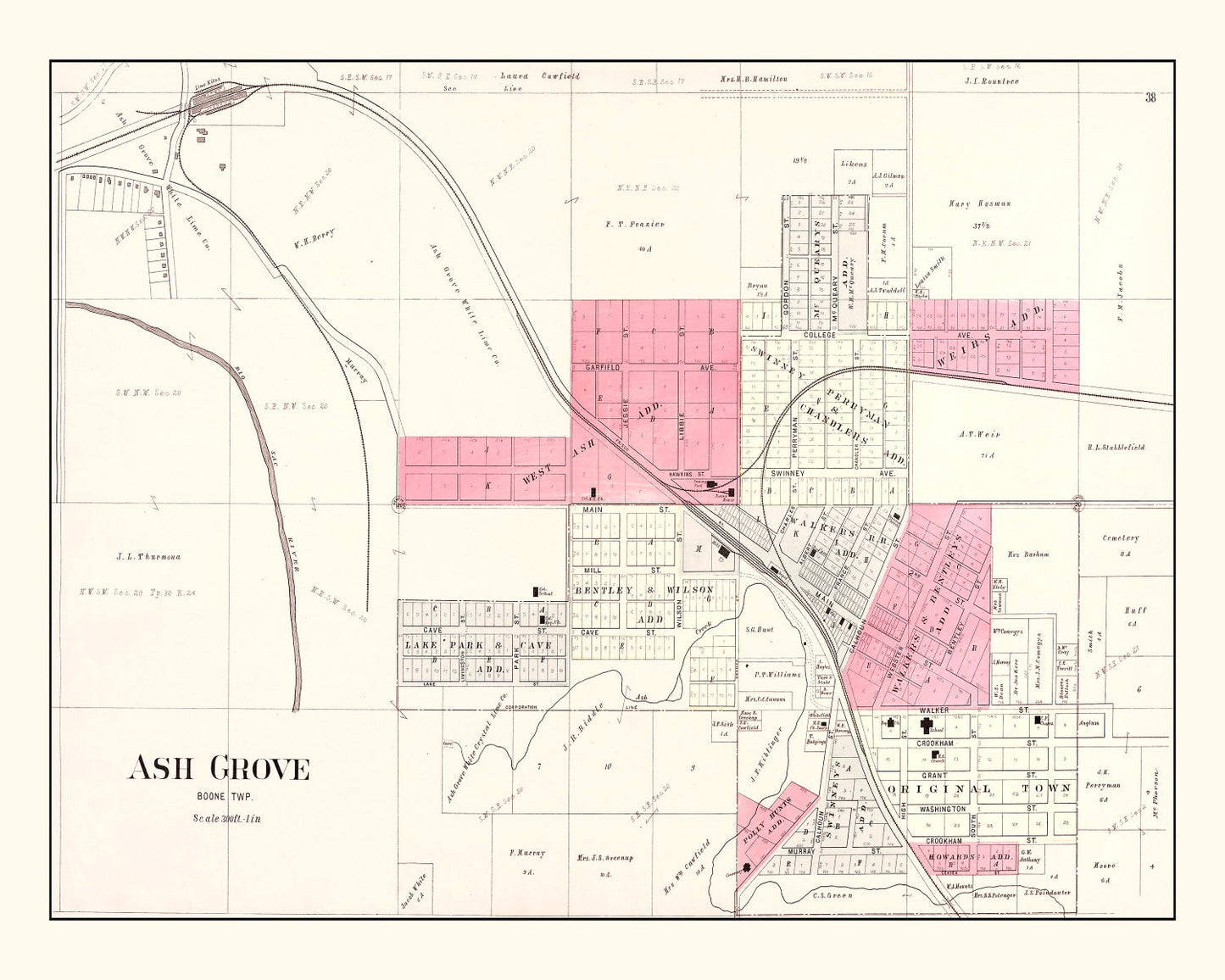Vintage Map of Ash Grove, Missouri 1904