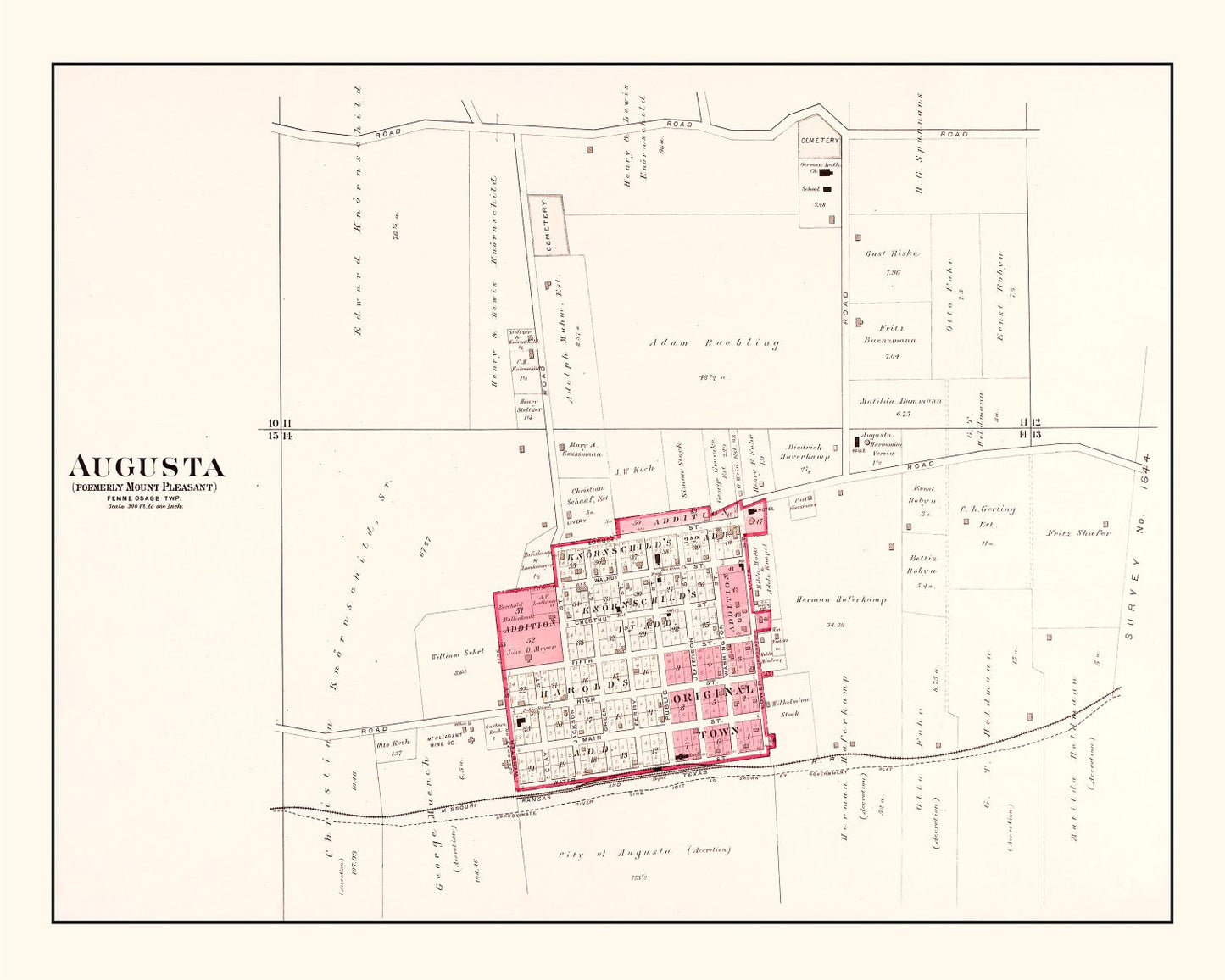 Vintage Map of Augusta, Missouri 1905