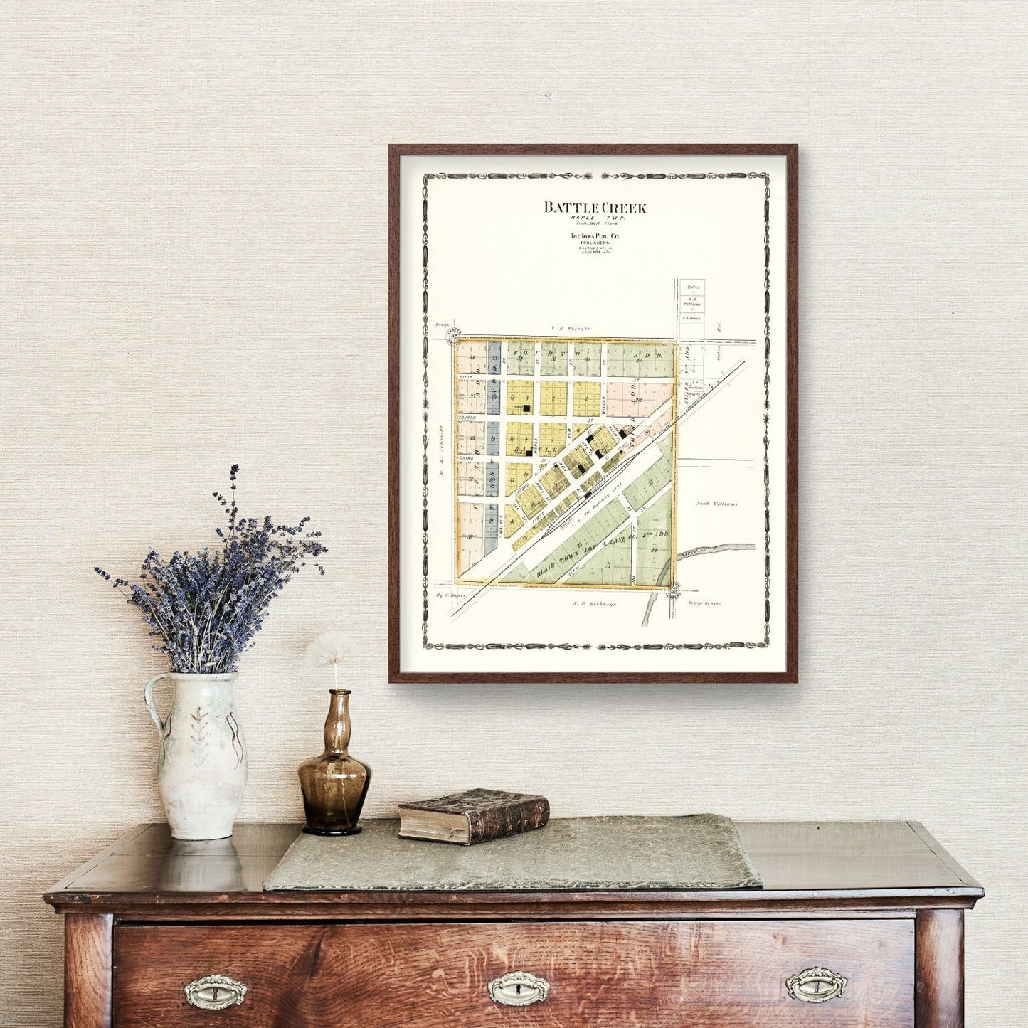 Vintage Map of Battle Creek, Iowa 1906