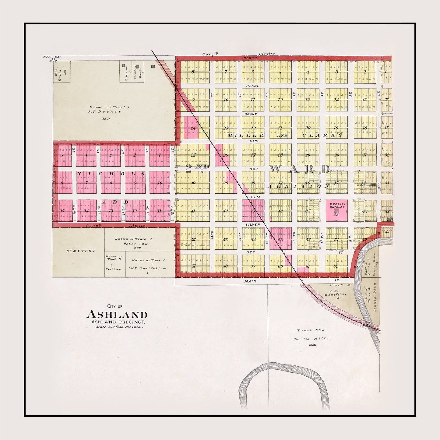 Vintage Map of Ashland, Nebraska 1907