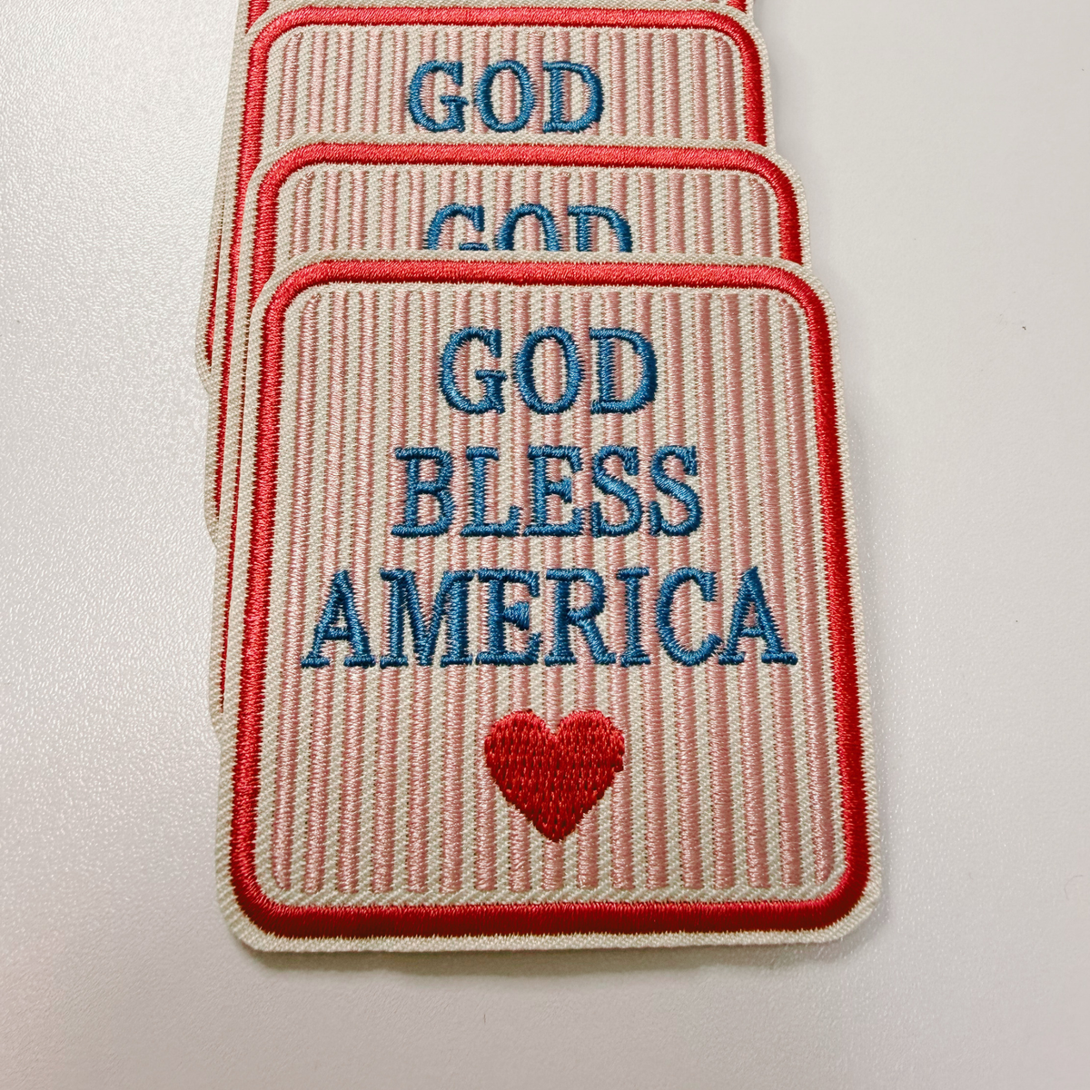 God Bless America (2.25" x 2.5") PINK - Embroidered Hat Patch