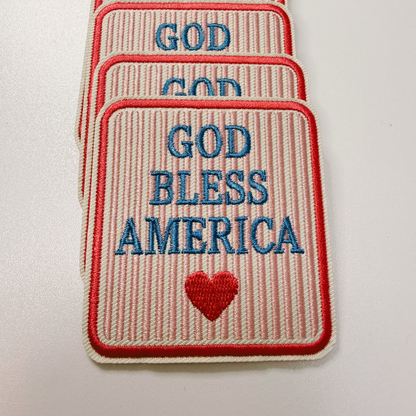 God Bless America (2.25" x 2.5") PINK - Embroidered Hat Patch