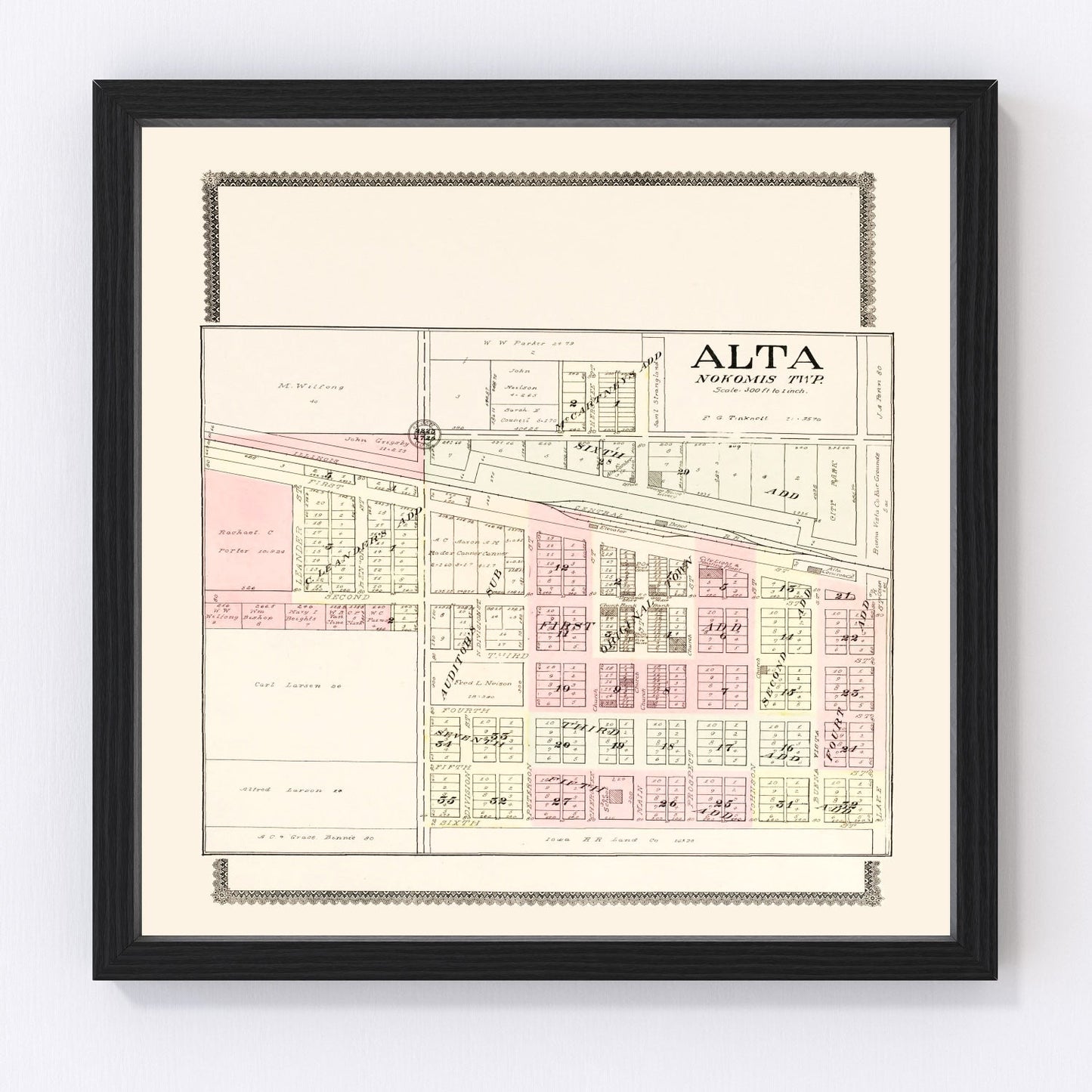 Vintage Map of Alta, Iowa 1908