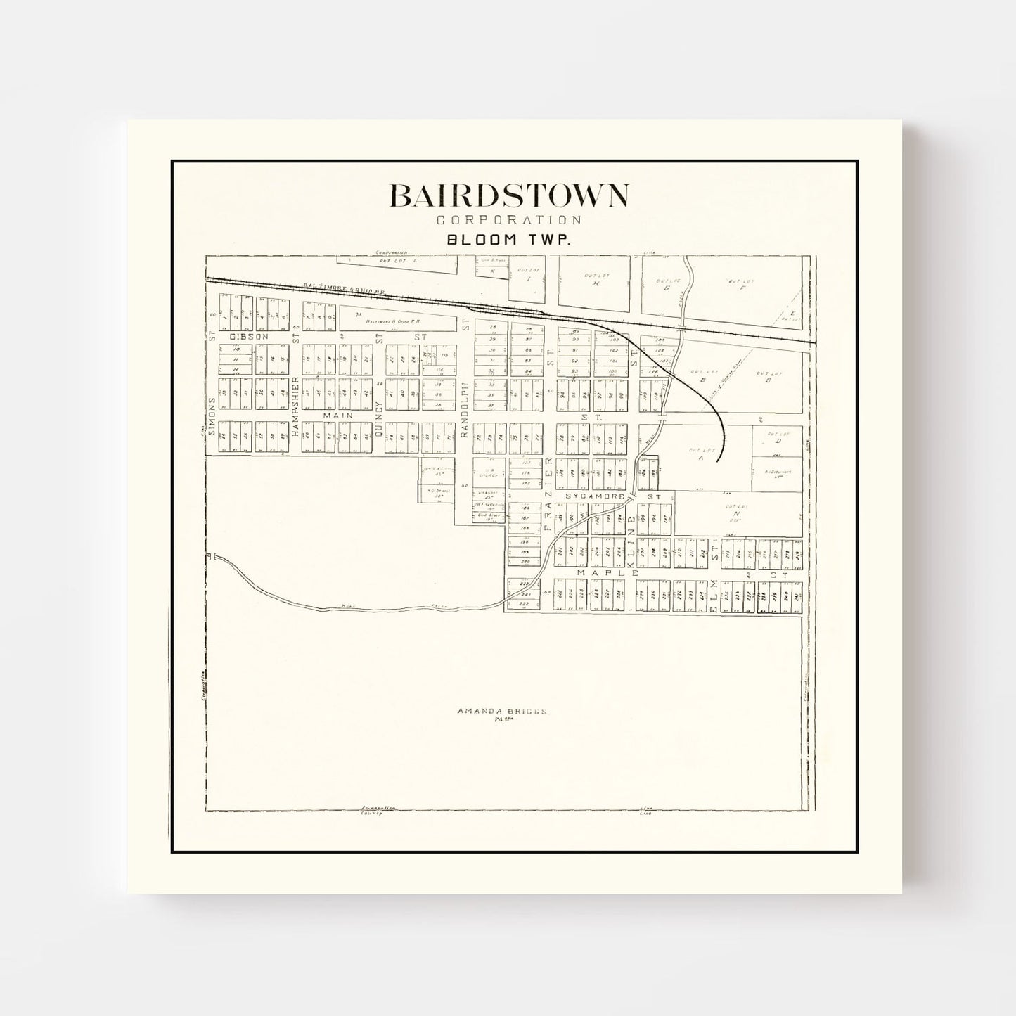 Vintage Map of Bairdstown, Ohio 1912