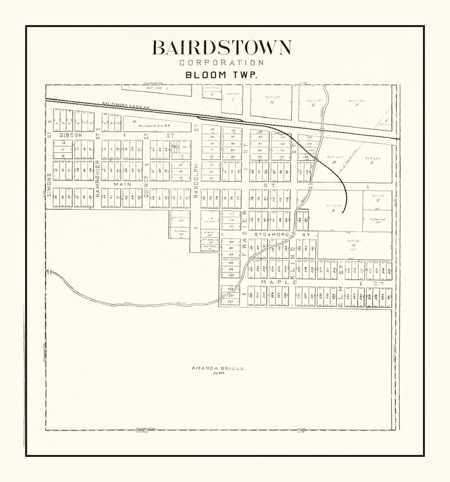 Vintage Map of Bairdstown, Ohio 1912