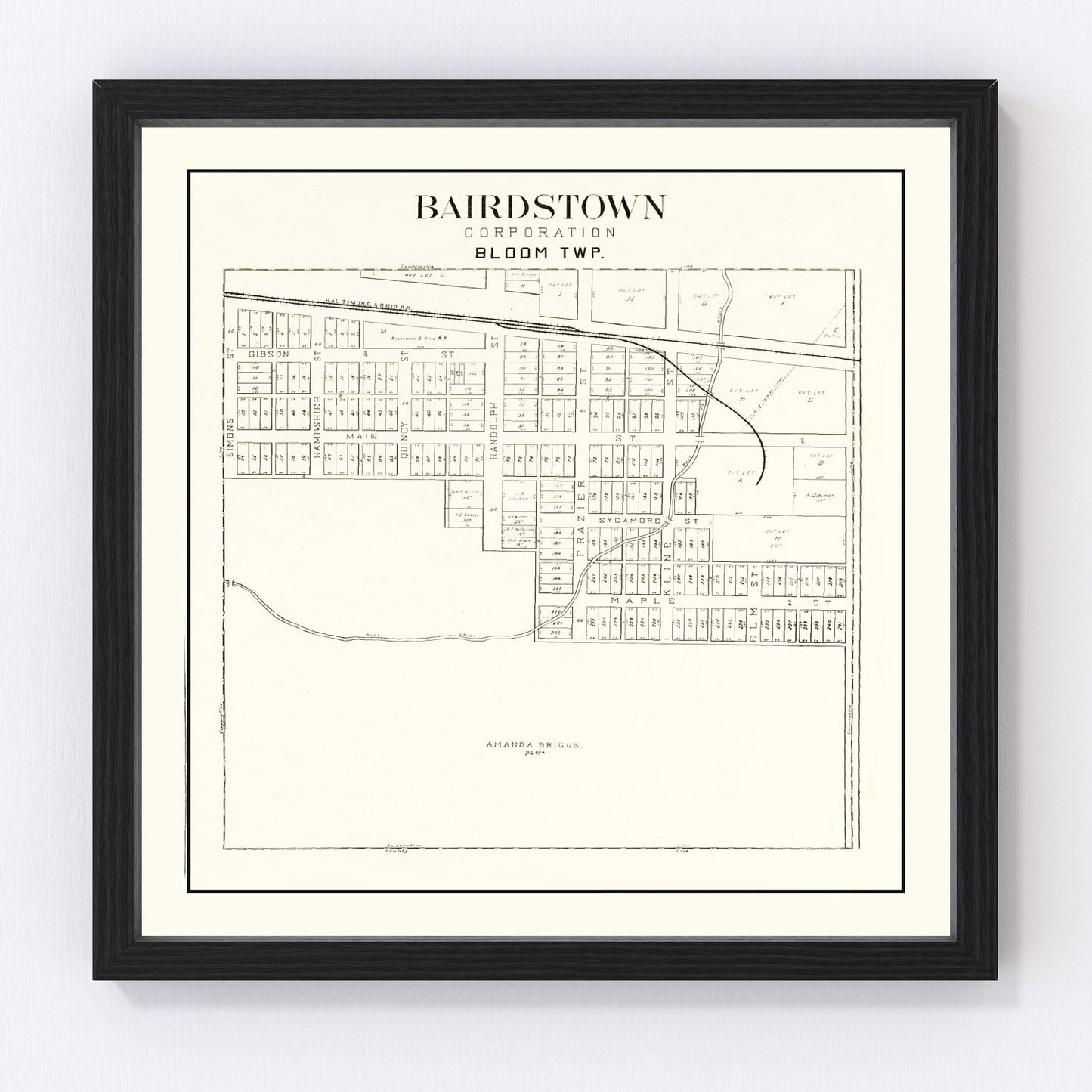 Vintage Map of Bairdstown, Ohio 1912
