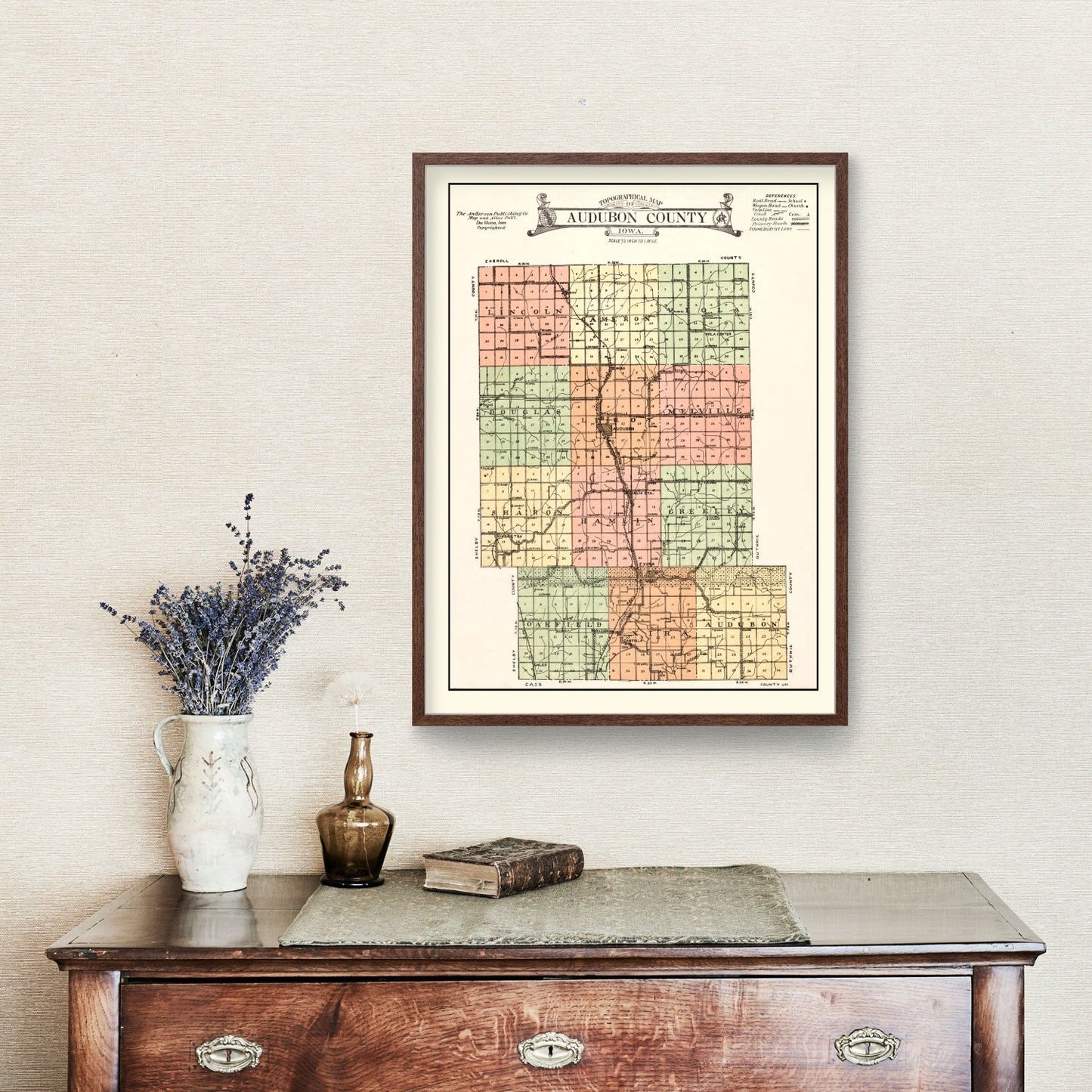 Vintage Map of Audobon County, Iowa 1921
