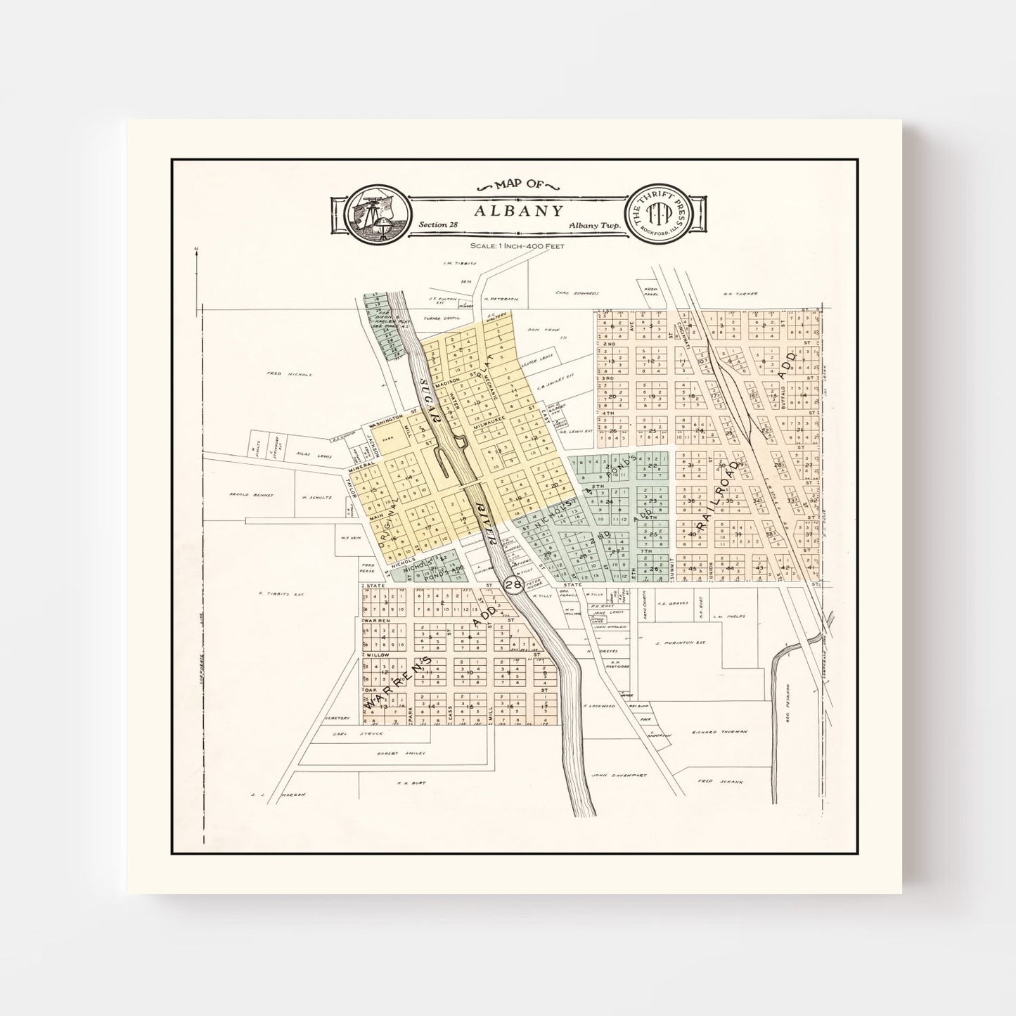 Vintage Map of Albany, Wisconsin 1931