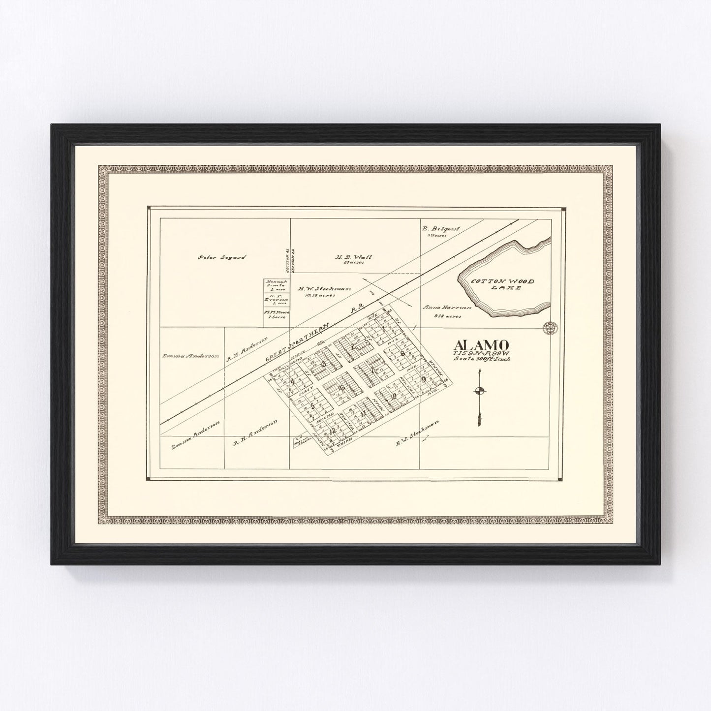 Vintage Map of Alamo, North Dakota 1937