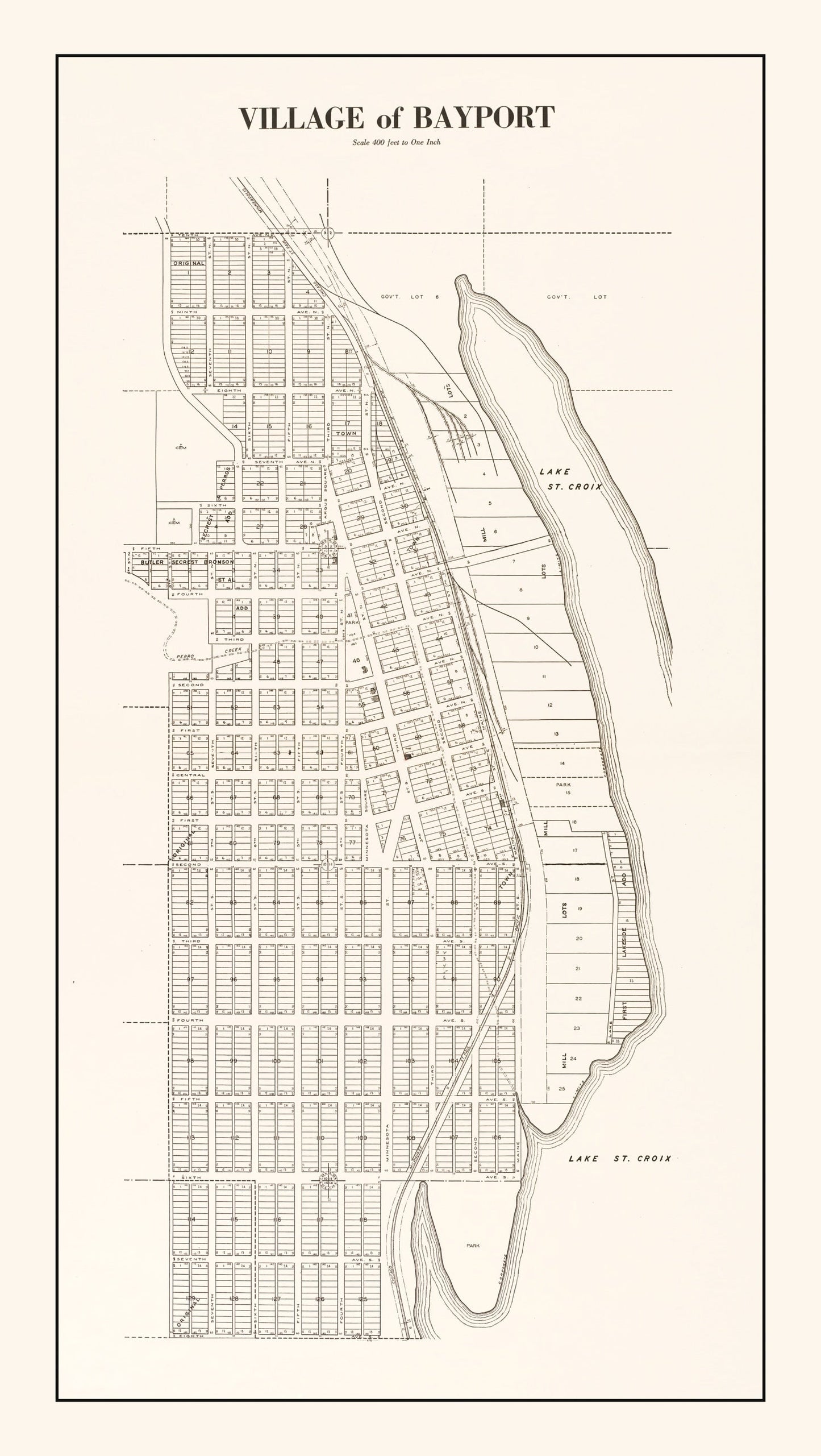 Vintage Map of Bayport, Minnesota 1938