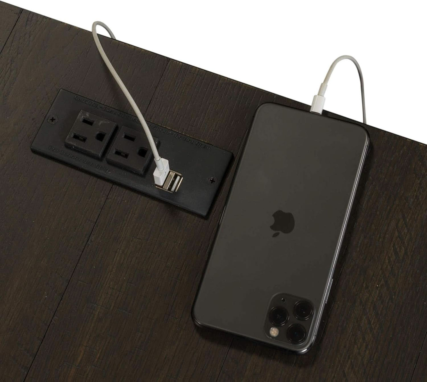L Shaped Workstation With Integrated Charging Ports