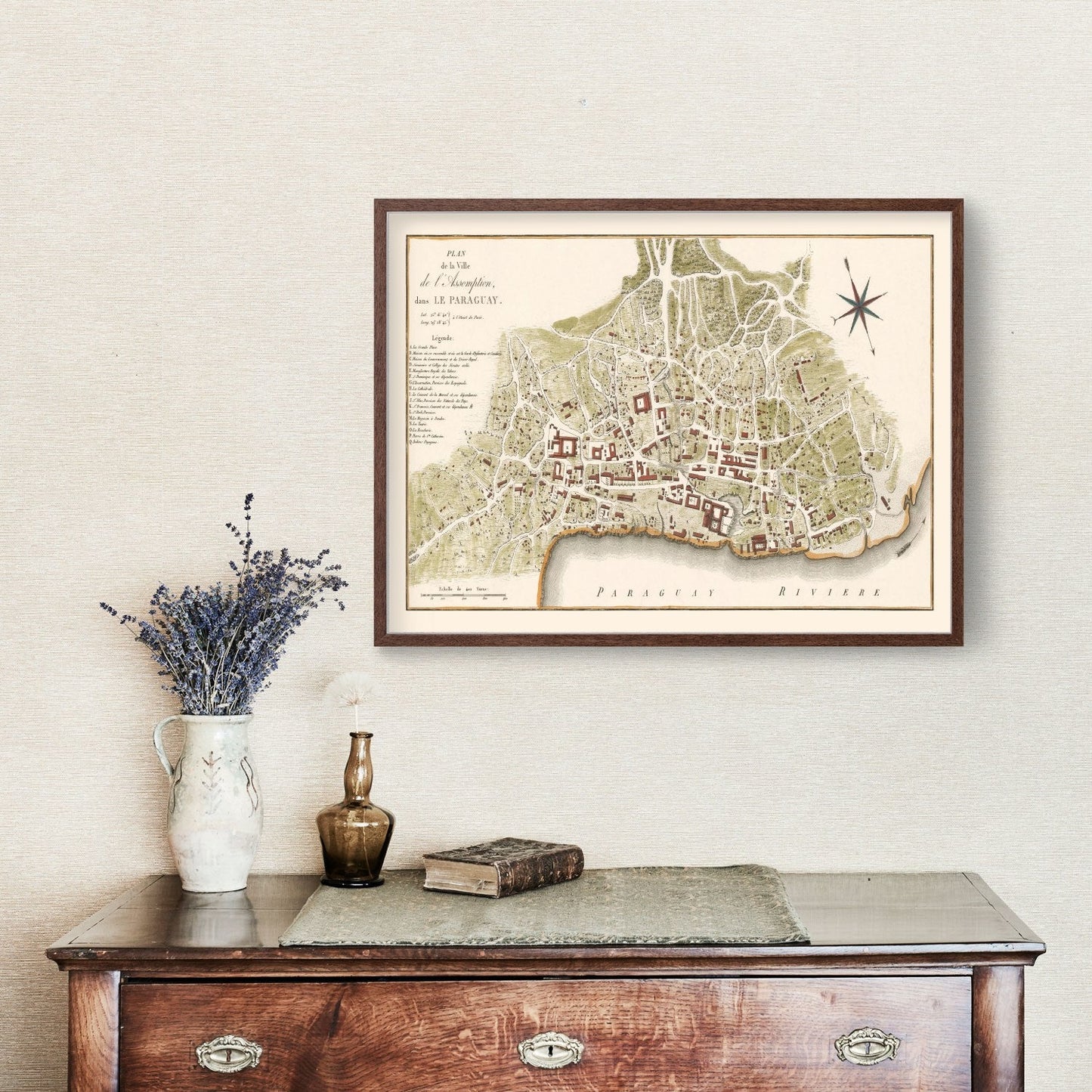 Vintage Map of Asuncion, Paraguay 1809