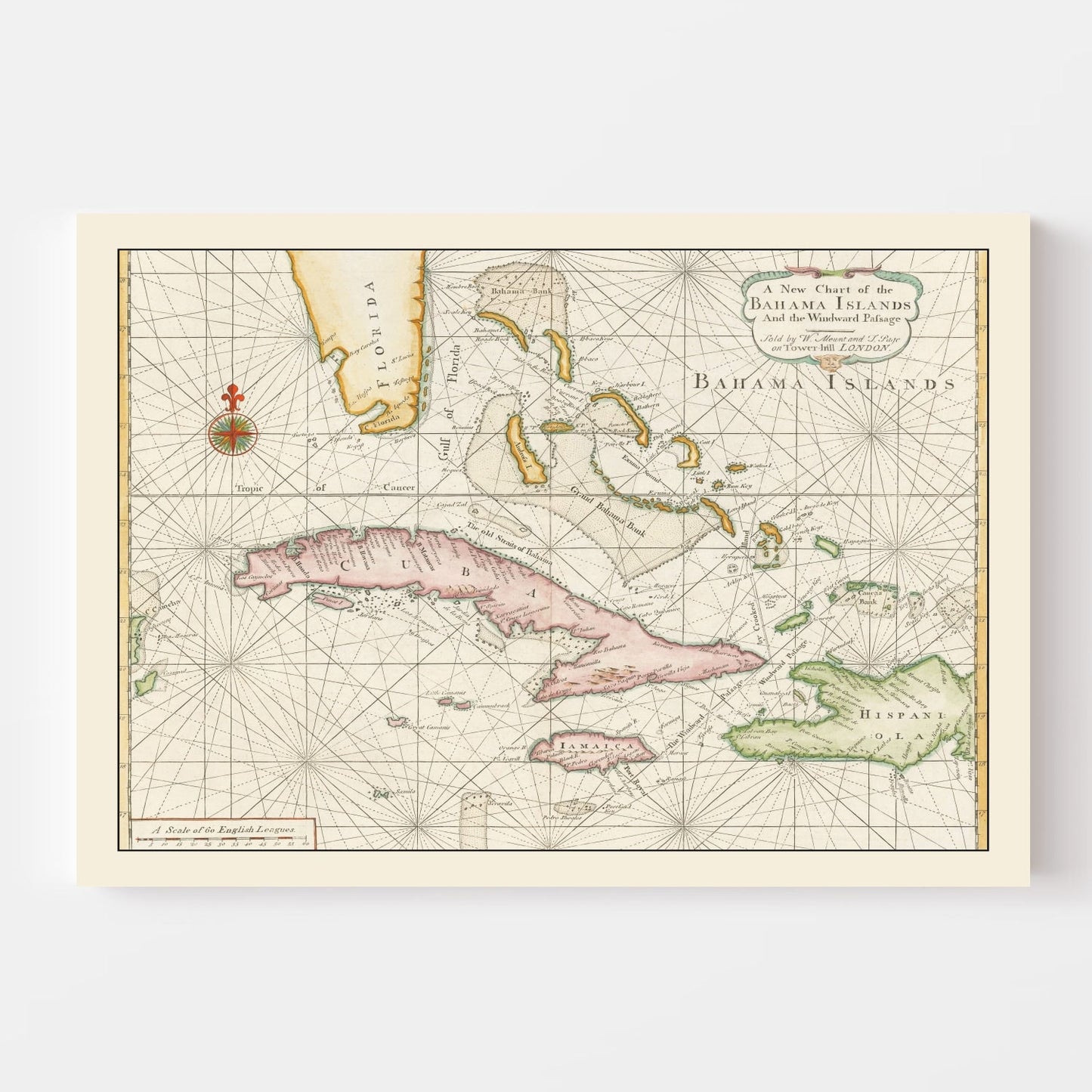 Vintage Bahamas Map 1737