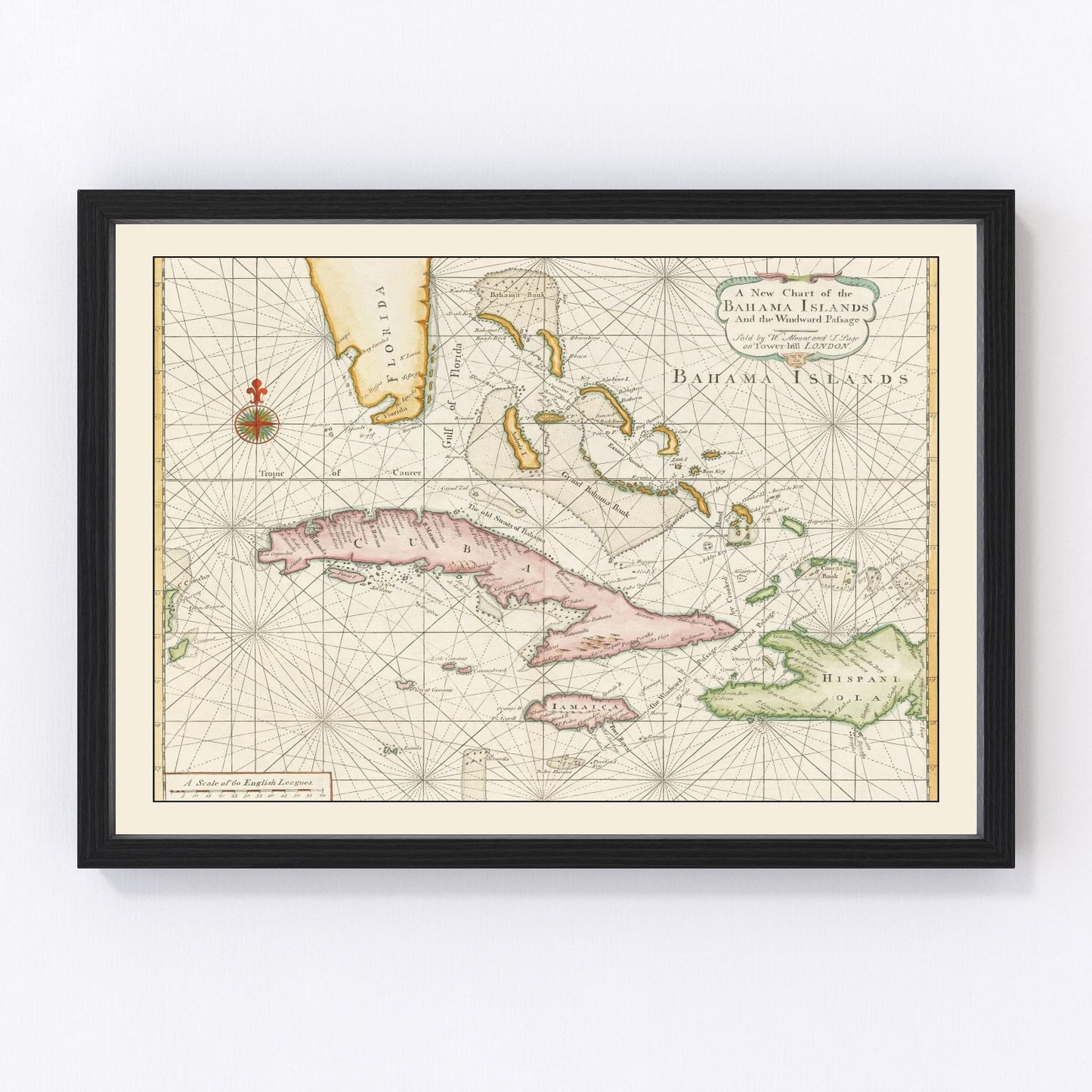 Vintage Bahamas Map 1737