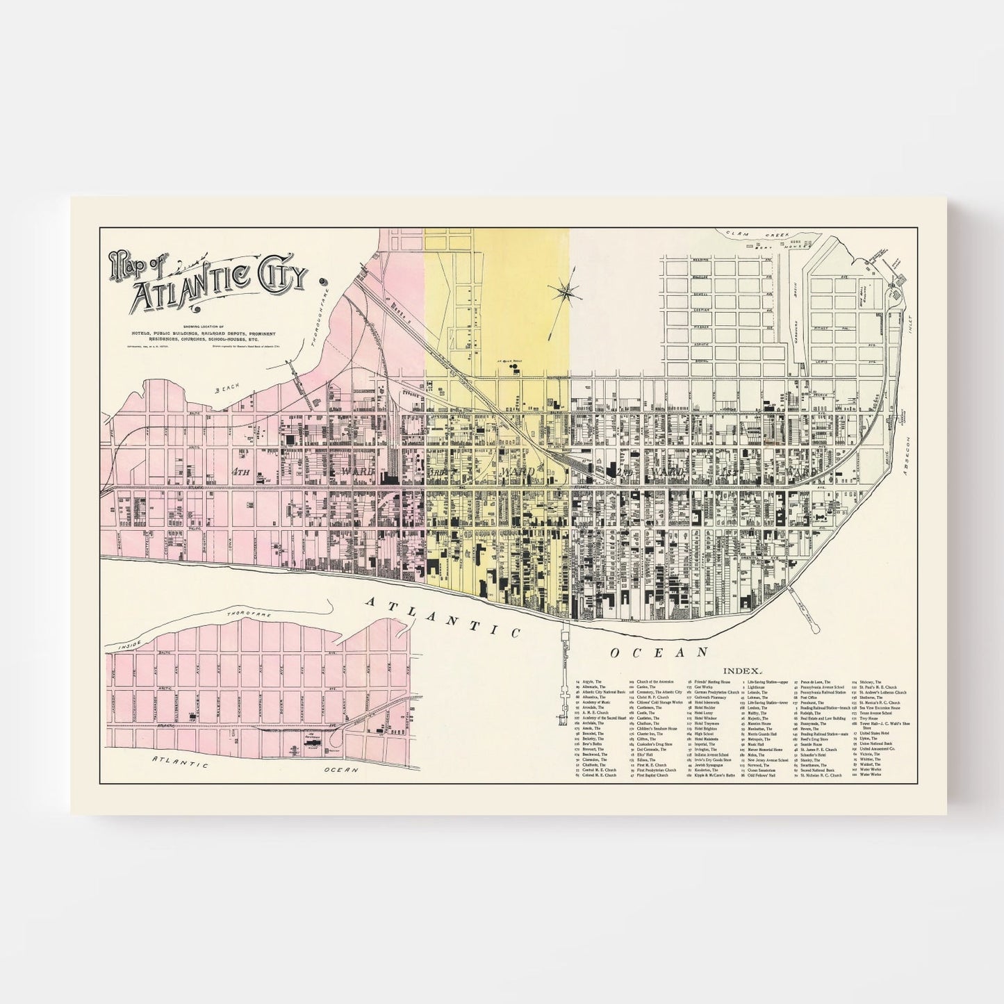 Vintage Map of Atlantic City, New Jersey 1895