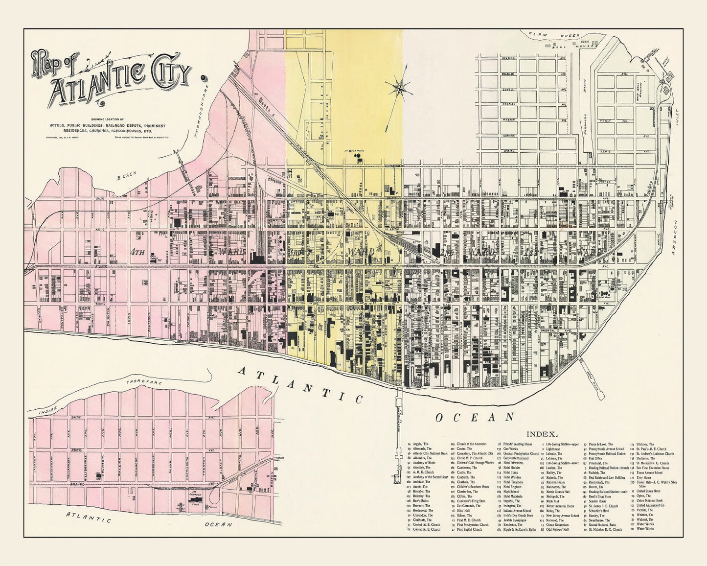 Vintage Map of Atlantic City, New Jersey 1895