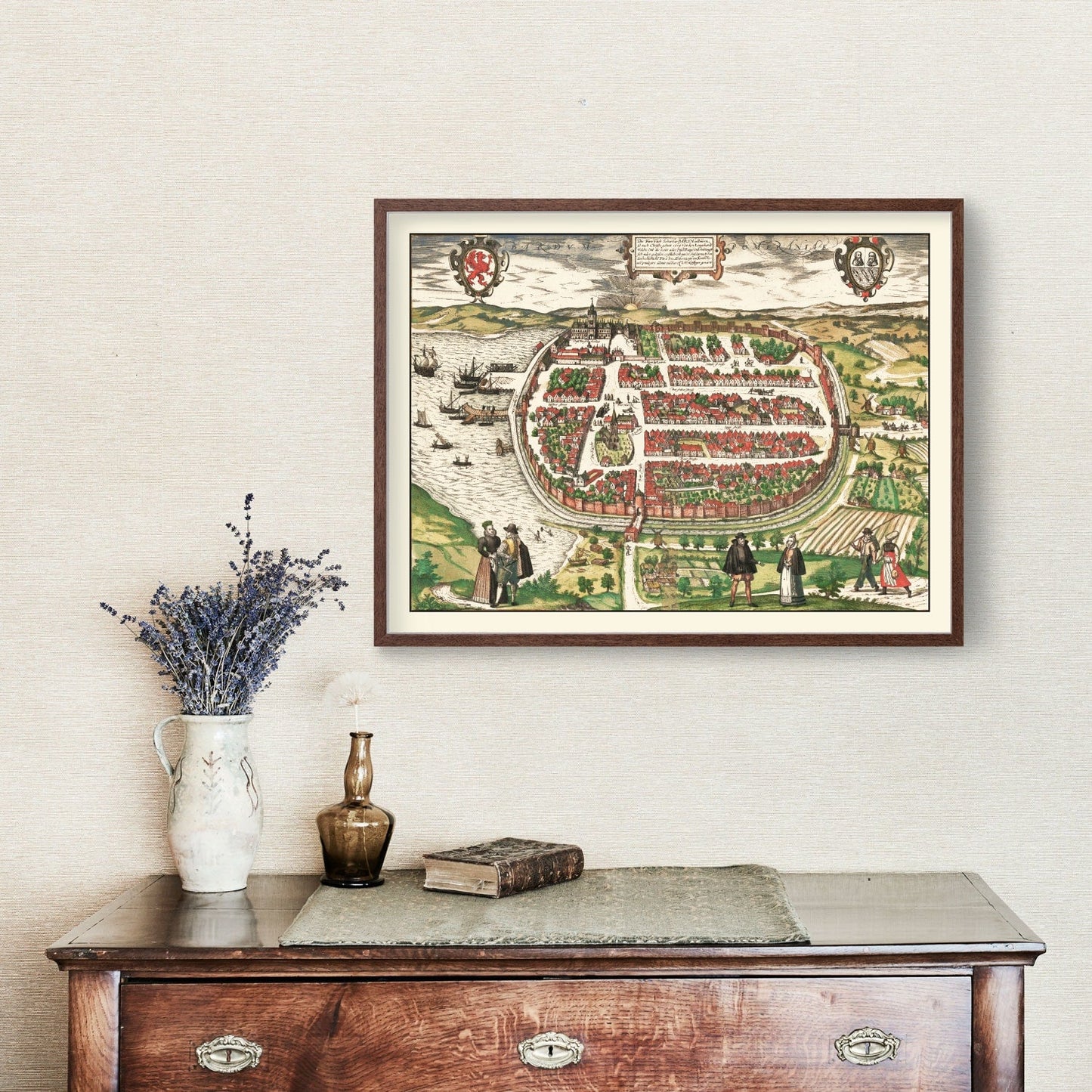 Vintage Map of Barth, Germany 1593