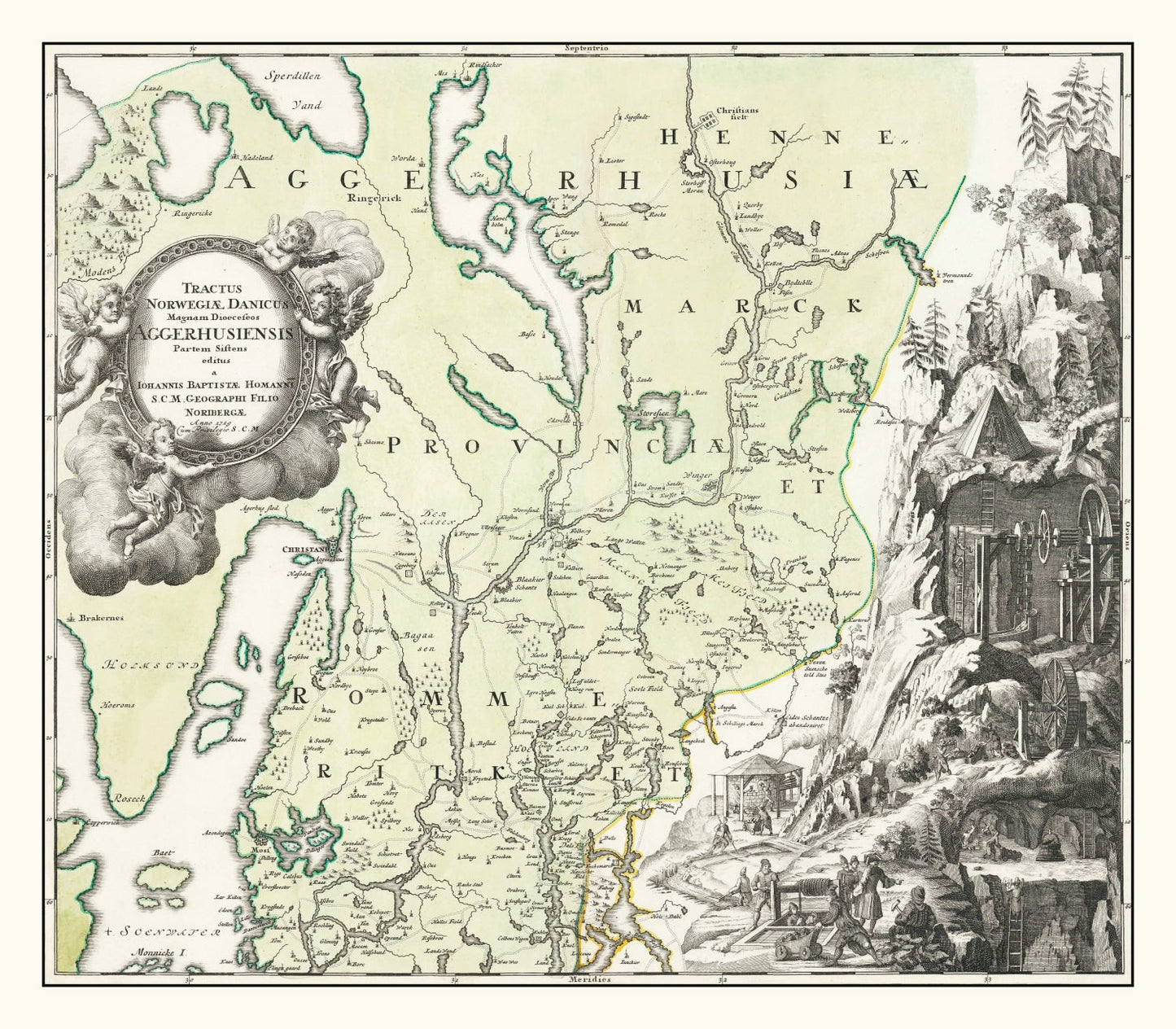 Vintage Akershus, Norway Map 1729