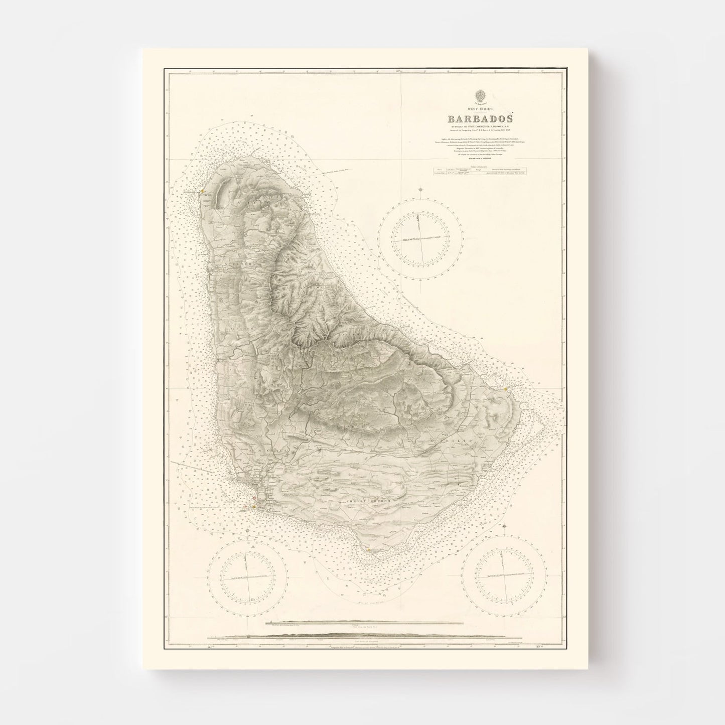 Vintage Barbados Nautical Map 1927
