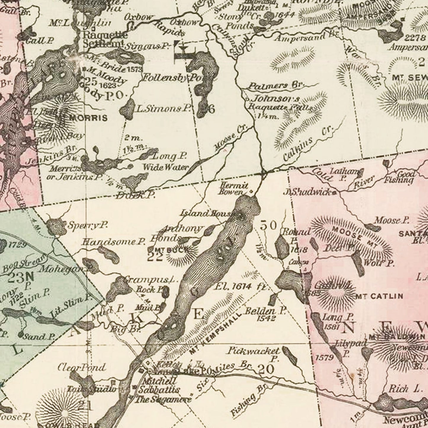 Vintage Adirondacks Map 1894