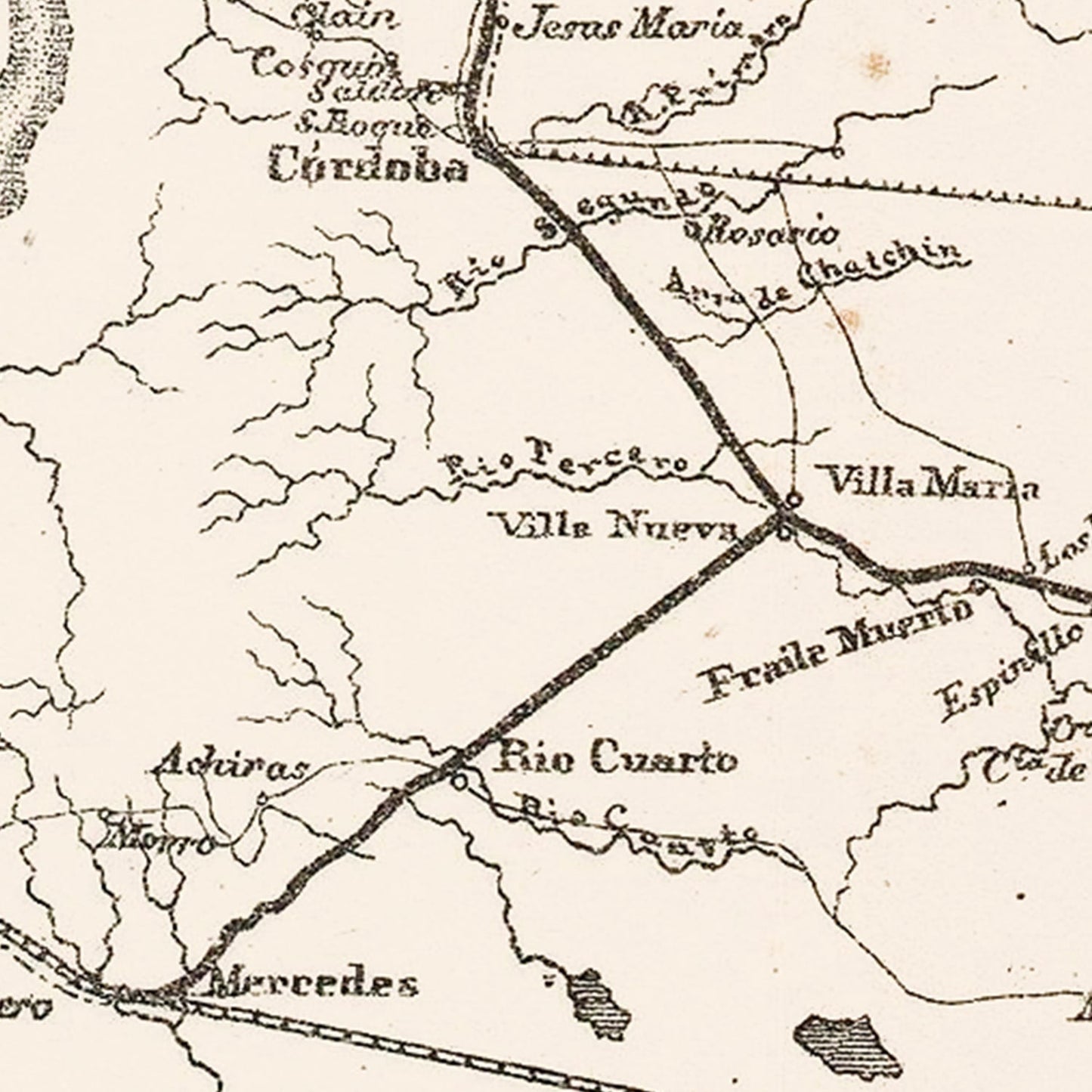 Vintage Map of Argentina 1876