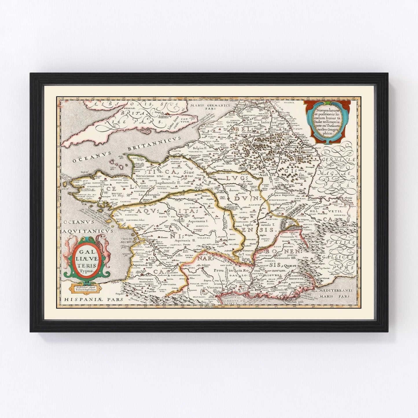 Vintage Ancient Gaul Map 1662