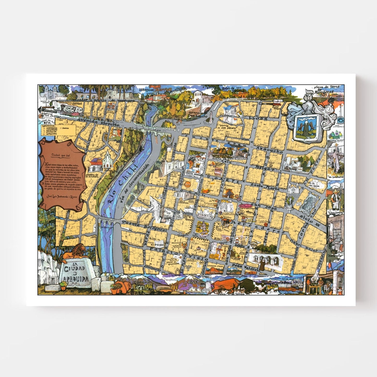 Vintage Map of Arequipa, Peru 1975