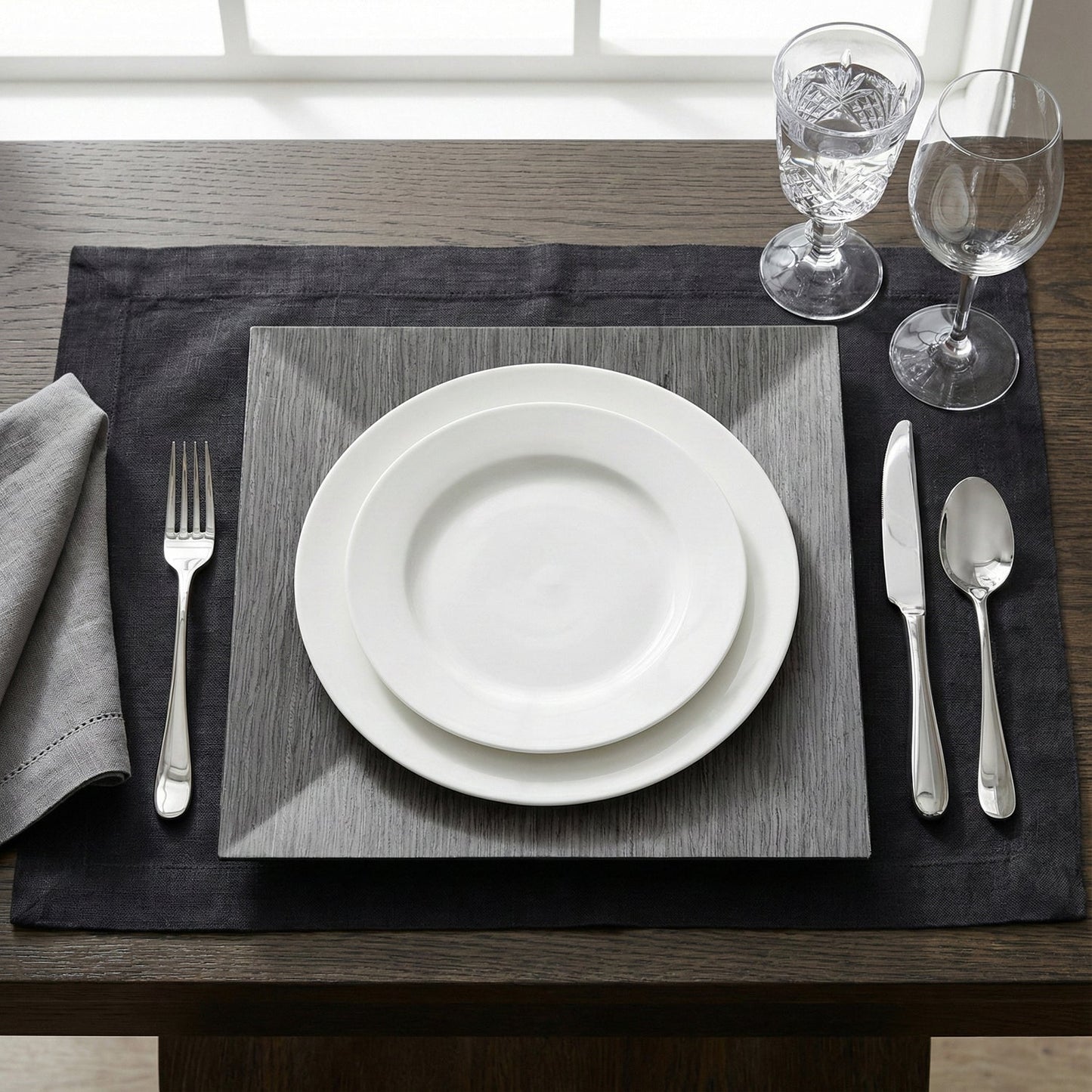 Gray Pine Square Charger Plate 12-Piece Set