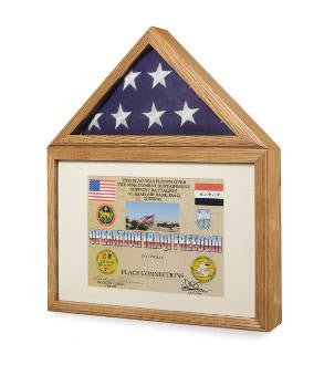 Large Flag and Certificate Display case - Cherry