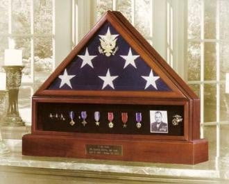 Presidential Pedestal Flag Medal Display - Cherry