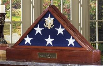 American Flag Case with Pedestal For Burial Flag-Walnut