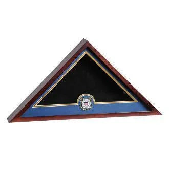 Coast Guard Flag Display Cases, USCG Flag Case with a Medallion - Mahogany