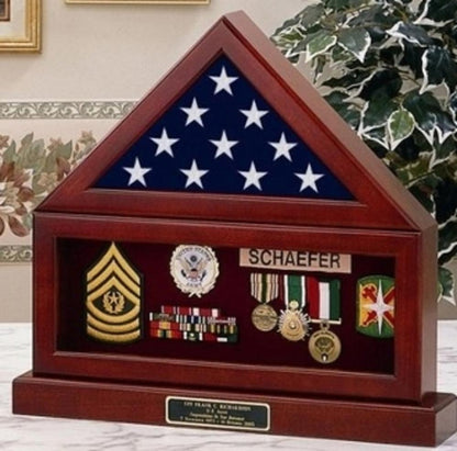 Flagsconnections, Flag and Pedestal, Burial/Funeral Flag Display Case - Military Shadow Box