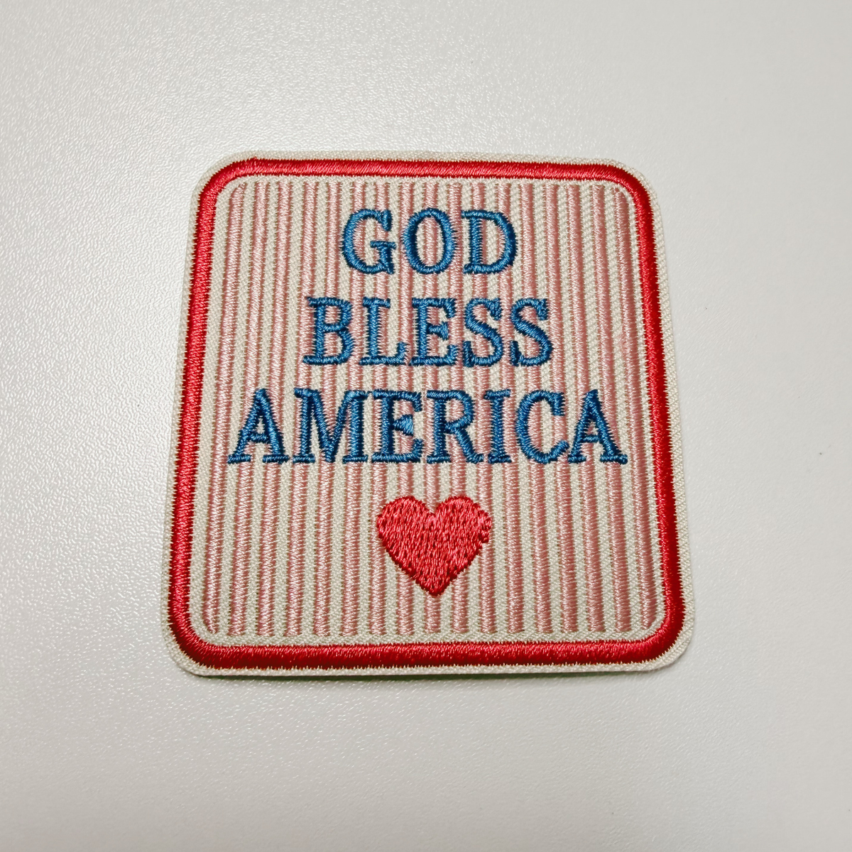 God Bless America (2.25" x 2.5") PINK - Embroidered Hat Patch