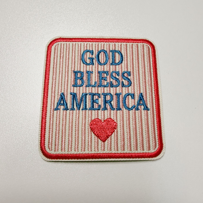 God Bless America (2.25" x 2.5") PINK - Embroidered Hat Patch
