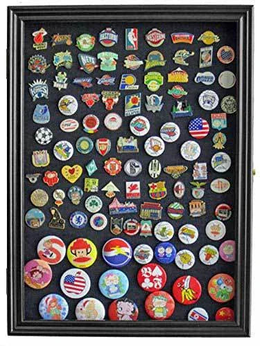 Display Case Wall Frame Cabinet for Military Medals, Pins, Patches