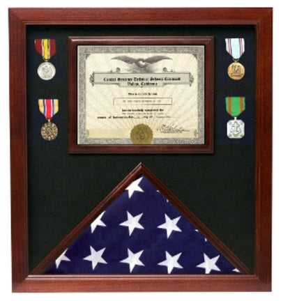 Flag Document Display Case, Wood, Made By Veterans.