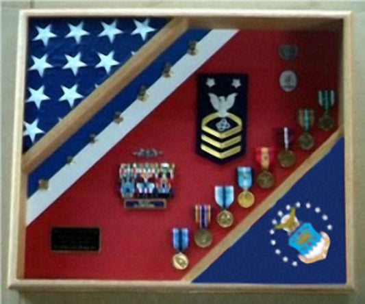 Air Force Retirement Gift, USAF Flag Shadow Box, USAF display.