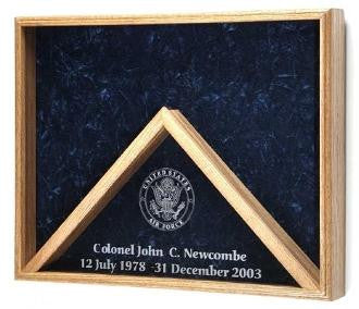 Deluxe Combo Awards Flag Display Case -Walnut