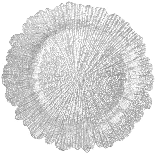 Reef Silver Glass 13" Charger Plate 4-Piece Set