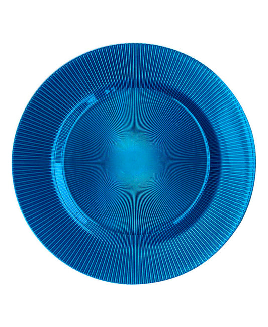 Sunray Cobalt Glass Charger Plates 4-Piece Set 13"D