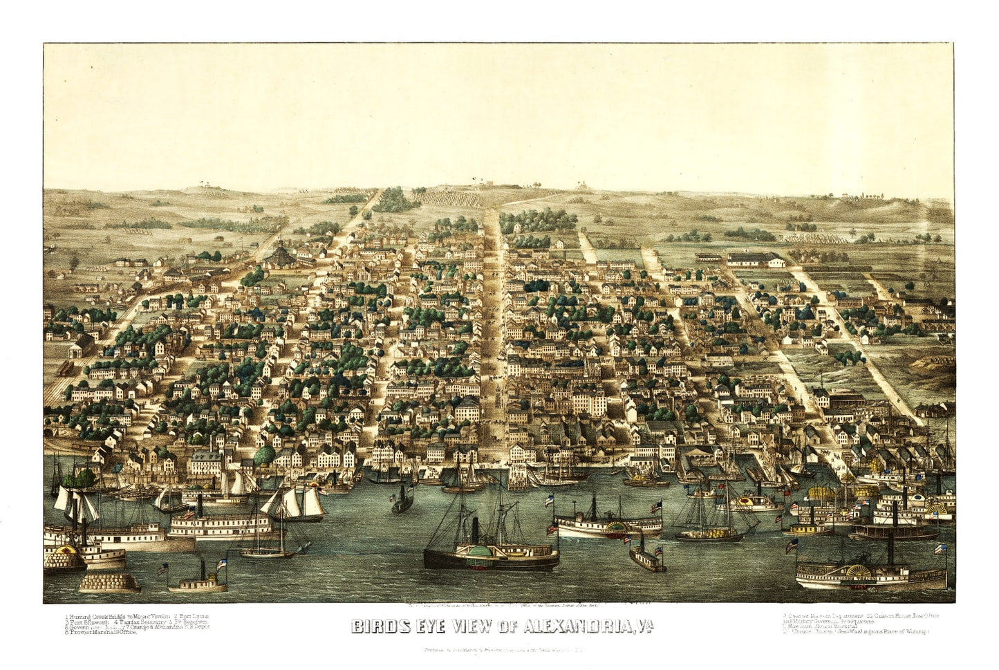 Vintage Map of Alexandria, Virginia 1863