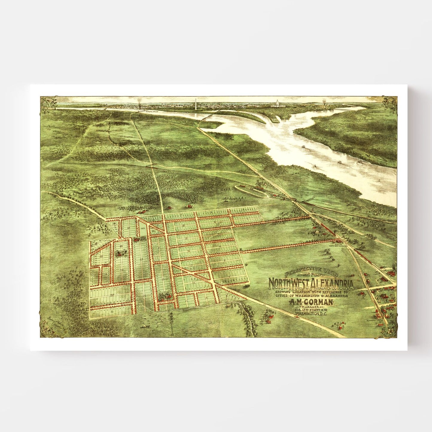 Vintage Map of Alexandria, Virginia 1890