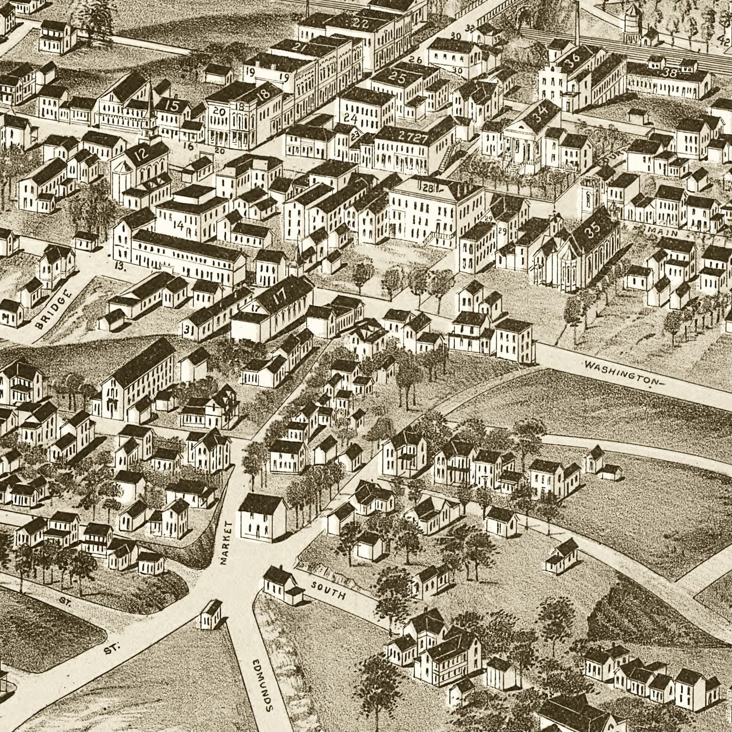 Vintage Map of Bedford City, Virginia 1891
