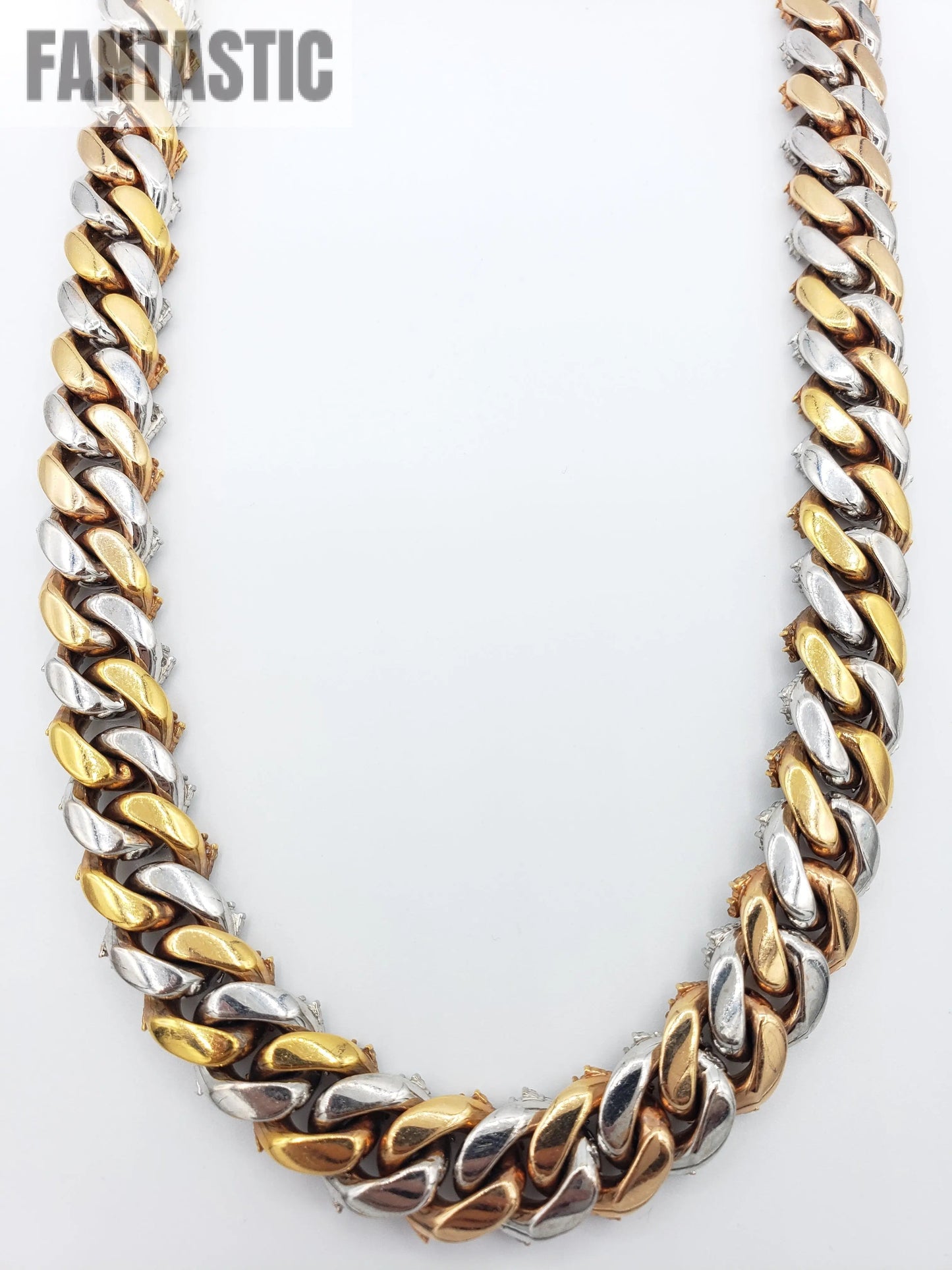 14K Gold- Diamond Miami Cuban Chain Tri-Color (264 Grams)