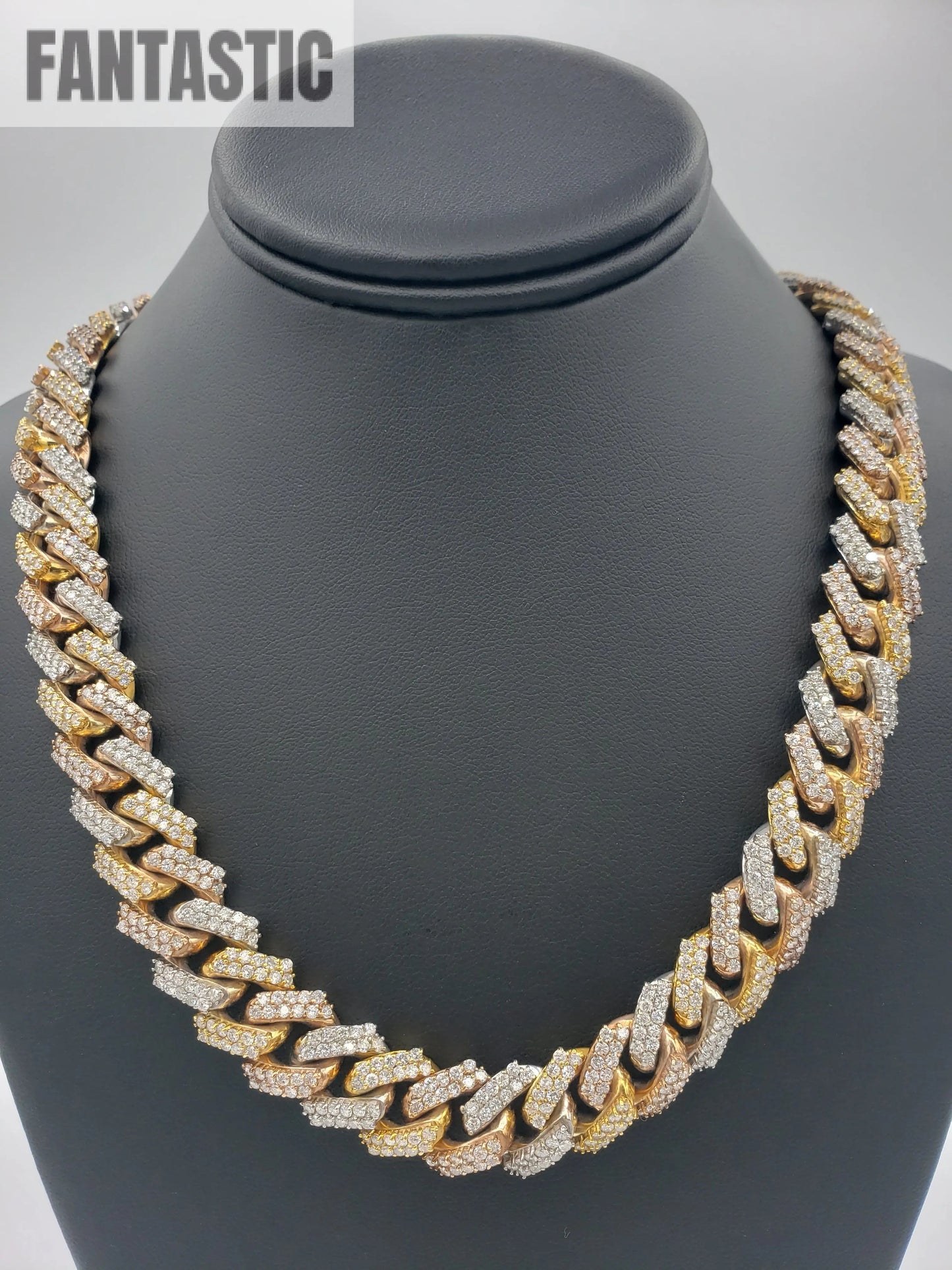 14K Gold- Diamond Miami Cuban Chain Tri-Color (331 Grams)