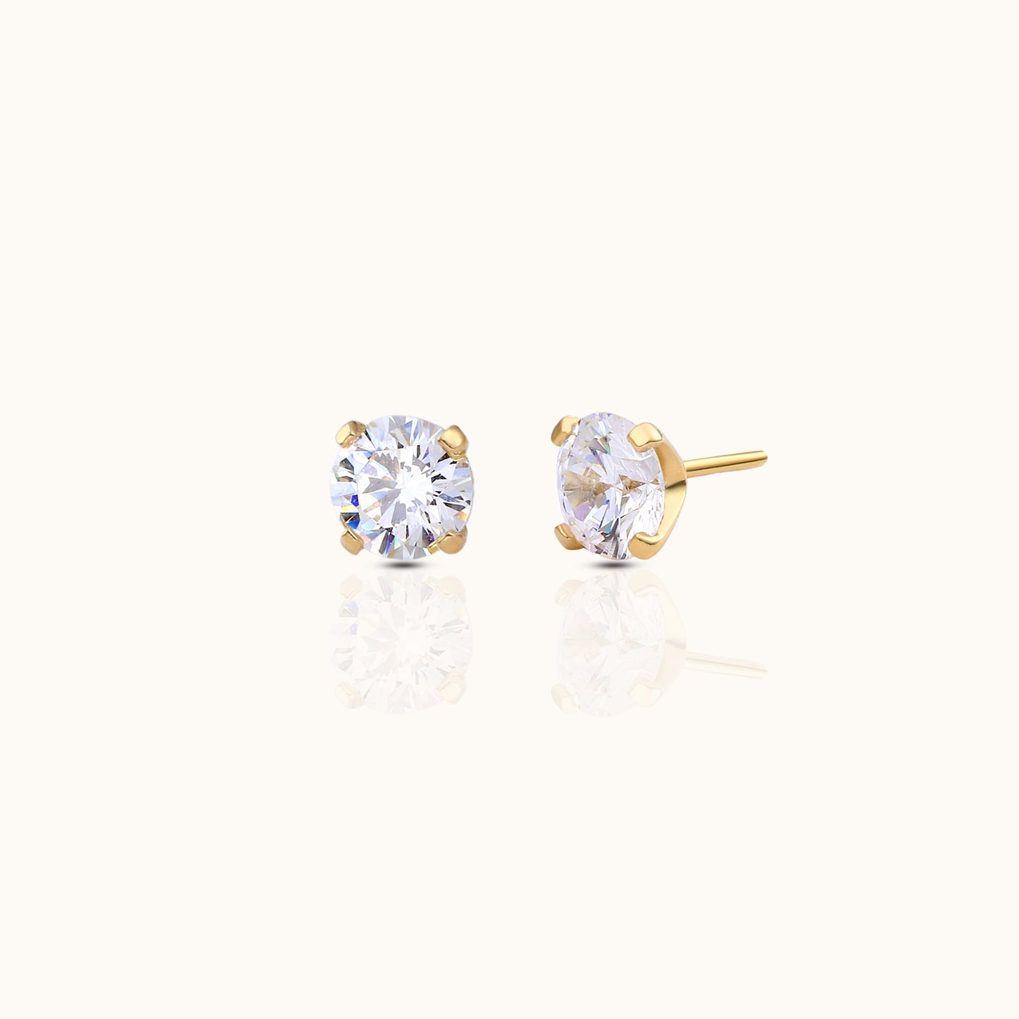 14K Solid Gold 4mm White CZ Threadless Labret Flat Back Earring