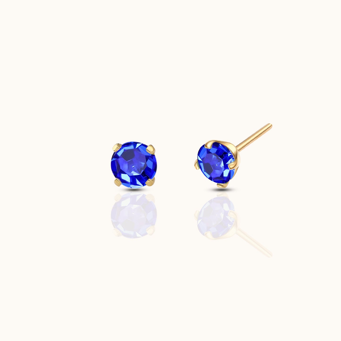 14K Solid Gold 3mm Midnight Blue CZ Threadless Labret Flat Back Earring