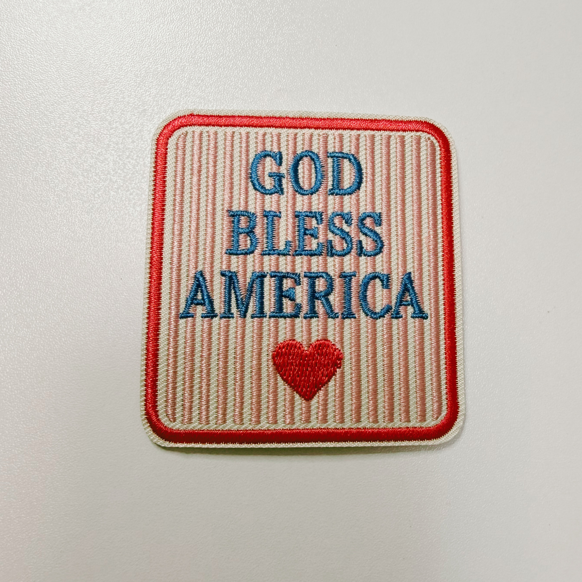 God Bless America (2.25" x 2.5") PINK - Embroidered Hat Patch